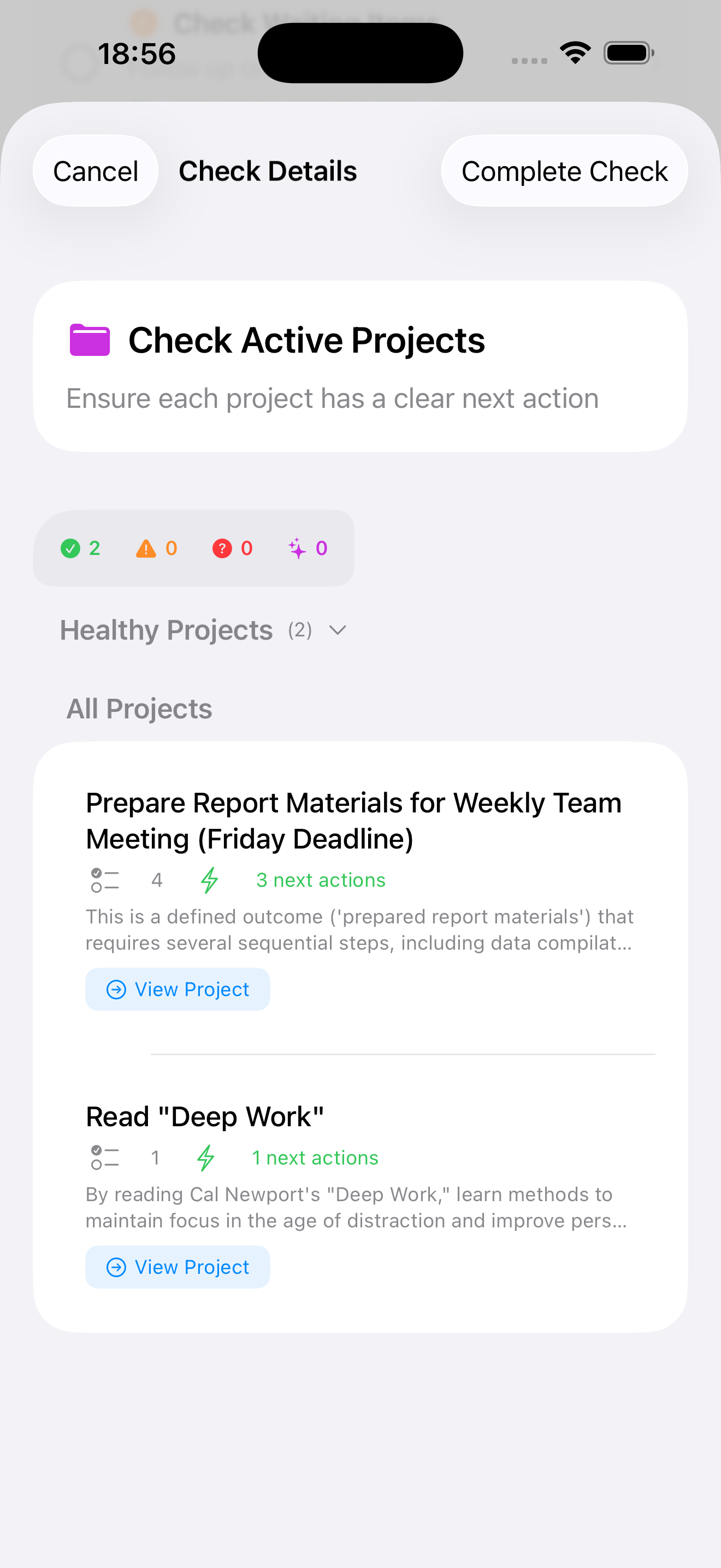 Check Active Projects